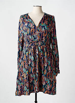 Robe mi-longue coupe fluide manches longues bleu LOLA ESPELETA femme