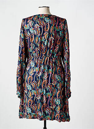 Robe mi-longue coupe fluide manches longues bleu LOLA ESPELETA femme