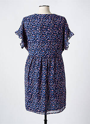 Robe mi-longue imprimé fantaisie manches courtes bleu LE TEMPS DES CERISES femme