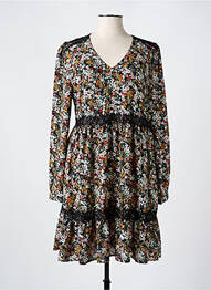 Robe mi-longue coupe fluide manches longues noir LE TEMPS DES CERISES femme