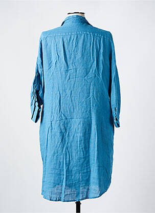 Robe mi-longue manches 3/4 manches 3/4 bleu PATCHWORK femme
