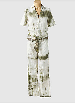 Combi-pantalon fermeture boutonnée sur le devant manches courtes vert LE TEMPS DES CERISES femme