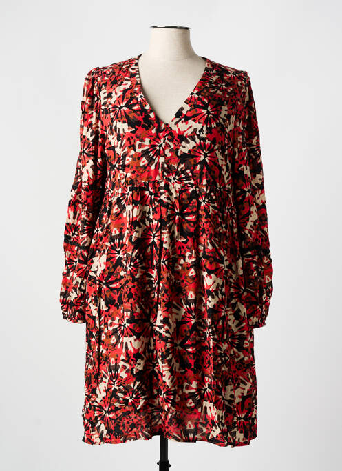 Robe mi-longue imprimé fantaisie manches longues rouge LOLA ESPELETA femme