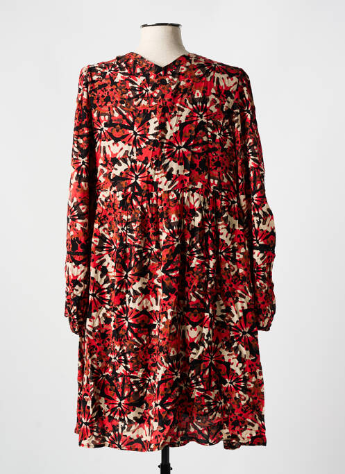 Robe mi-longue imprimé fantaisie manches longues rouge LOLA ESPELETA femme