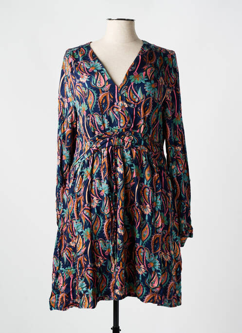 Robe mi-longue coupe fluide manches longues bleu LOLA ESPELETA femme