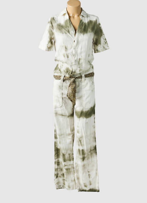 Combi-pantalon fermeture boutonnée sur le devant manches courtes vert LE TEMPS DES CERISES femme