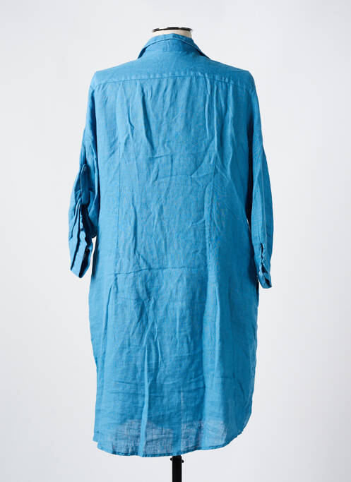 Robe mi-longue bleu PATCHWORK pour femme
