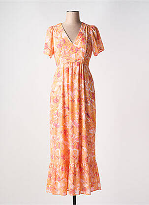 Robe longue manches courtes manches courtes orange VERO MODA femme