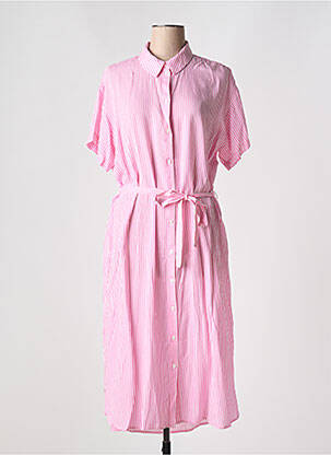 Robe mi-longue tissage crêpe manches courtes rose VERO MODA femme