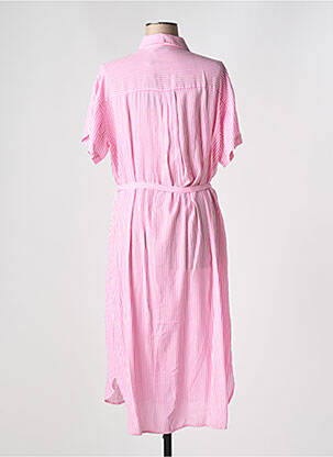 Robe mi-longue tissage crêpe manches courtes rose VERO MODA femme