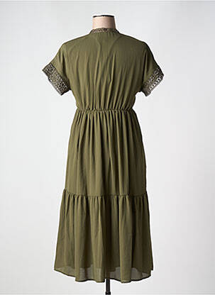 Robe mi-longue tissage crêpe manches courtes vert VERO MODA femme