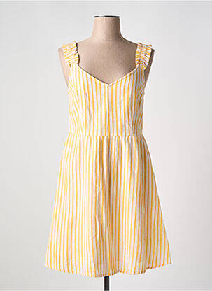 Robe courte tissage crêpe fines bretelles jaune VERO MODA femme
