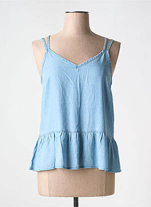Top col v fines bretelles bleu VERO MODA femme