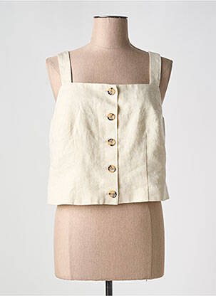 Top col carré fines bretelles beige VERO MODA femme