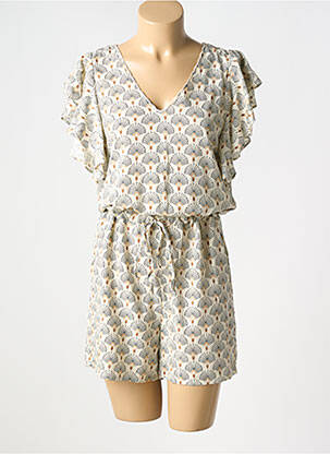 Combishort tissage popeline manches courtes beige VERO MODA femme