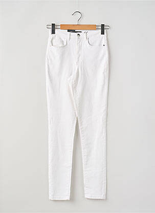 Pantalon slim broderie rivets taille haute blanc VERO MODA femme