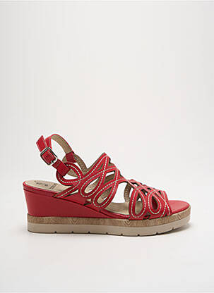 Sandales/nu pieds matière lisse talon de 4 à 6cm rouge DORKING femme