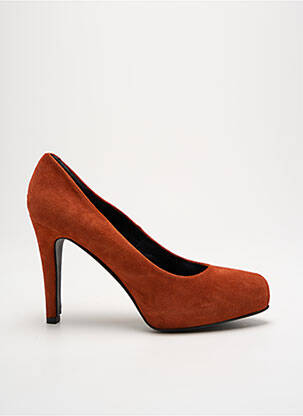 Escarpins nubuck talon haut de 10cm et plus orange PERLATO femme