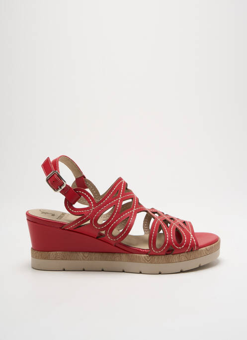 Sandales/nu pieds matière lisse talon de 4 à 6cm rouge DORKING femme