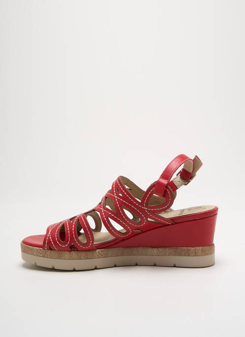 Sandales/nu pieds matière lisse talon de 4 à 6cm rouge DORKING femme