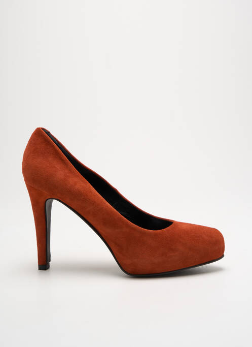 Escarpins nubuck talon haut de 10cm et plus orange PERLATO femme