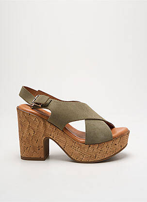 Sandales/nu pieds semi compensé talon de 7 à 9cm vert KAOLA femme