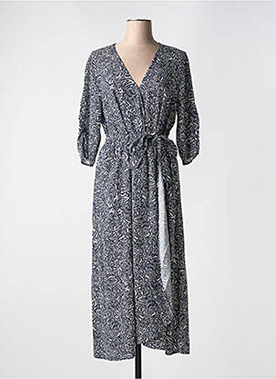 Robe longue imprimé fantaisie manches 3/4 bleu TEDDY SMITH femme
