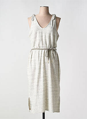 Robe mi-longue col v fines bretelles beige TEDDY SMITH femme