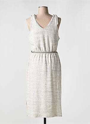 Robe mi-longue col v fines bretelles beige TEDDY SMITH femme