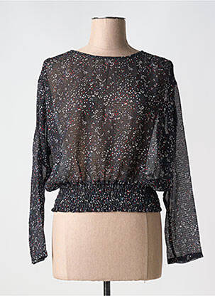 Blouse légère et transparente manches longues noir TEDDY SMITH femme