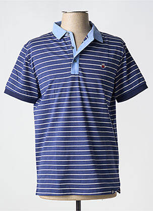 Polo imprimé rayures manches courtes bleu REVER MILE homme