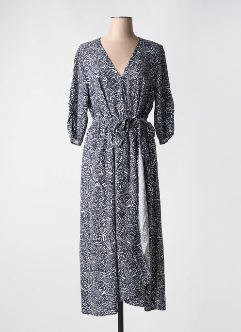 Robe longue imprimé fantaisie manches 3/4 bleu TEDDY SMITH femme