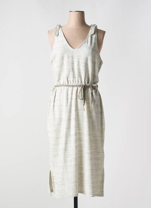 Robe mi-longue col v fines bretelles beige TEDDY SMITH femme