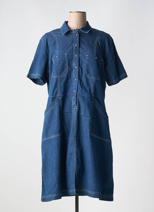 Robe mi-longue manches courtes manches courtes bleu PIONEER femme