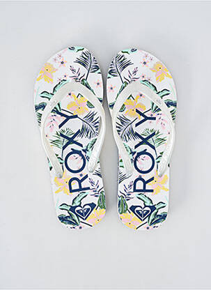 Tongs matière lisse talon plat jusqu'à 3cm blanc ROXY femme