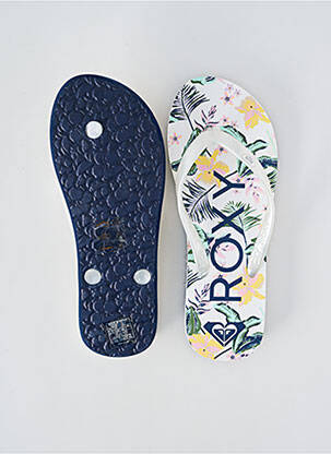 Tongs matière lisse talon plat jusqu'à 3cm blanc ROXY femme