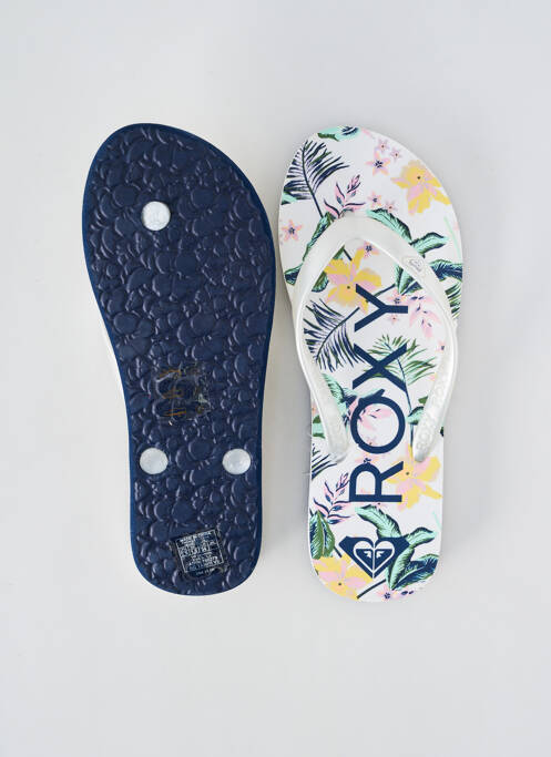 Tongs matière lisse talon plat jusqu'à 3cm blanc ROXY femme