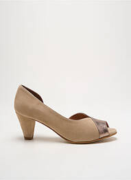 Escarpins tissage satiné talon de 4 à 6cm marron O'.. femme