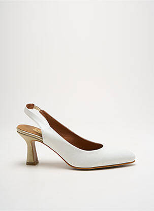 Escarpins tissage satiné talon de 4 à 6cm blanc O'.. femme