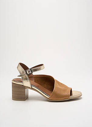 Sandales/nu pieds matière lisse talon de 4 à 6cm or LUNE & L'AUTRE femme