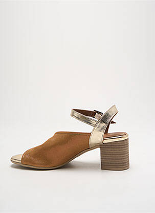 Sandales/nu pieds tissage satiné talon de 4 à 6cm or LUNE & L'AUTRE femme