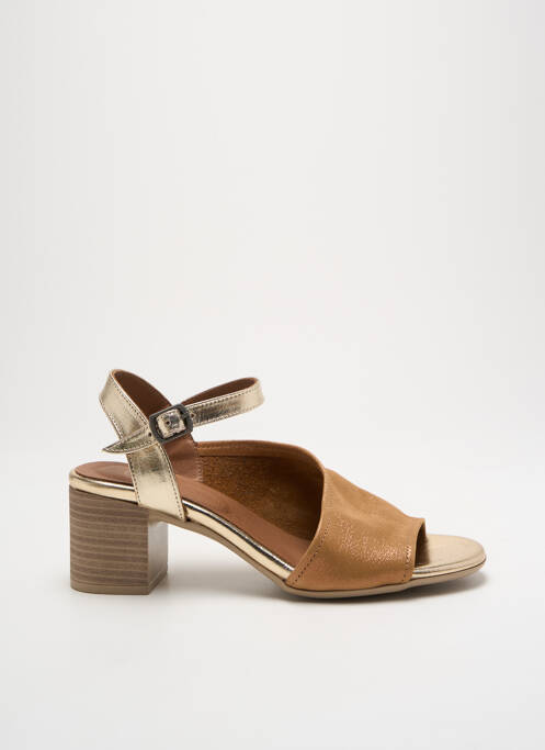 Sandales/nu pieds matière lisse talon de 4 à 6cm or LUNE & L'AUTRE femme