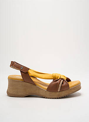 Sandales/nu pieds tissage satiné talon de 4 à 6cm jaune DORKING femme