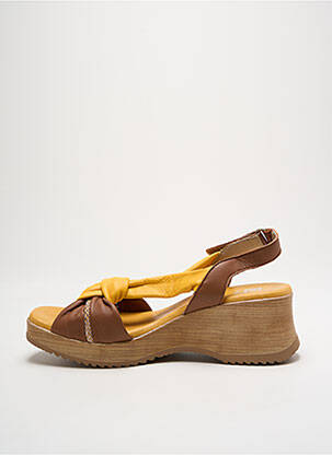 Sandales/nu pieds tissage satiné talon de 4 à 6cm jaune DORKING femme