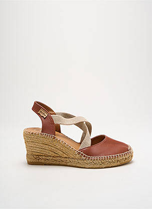 Espadrilles tissage satiné talon de 7 à 9cm marron TONI PONS femme