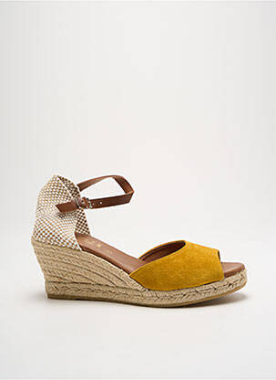 Espadrilles nubuck talon de 7 à 9cm jaune LA MAISON DE L'ESPADRILLE femme