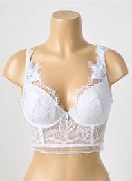 Soutien-gorge tissage dentelle haut soutien-gorge moulé blanc RAVAGE femme