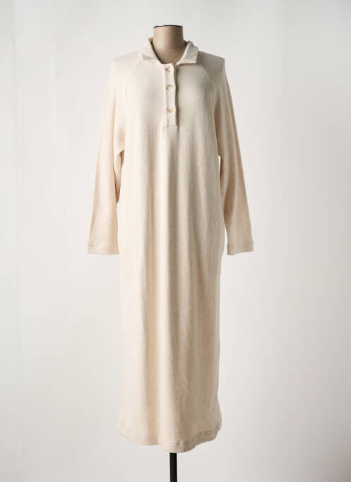 Chemise de nuit manches longues beige PLUTO femme