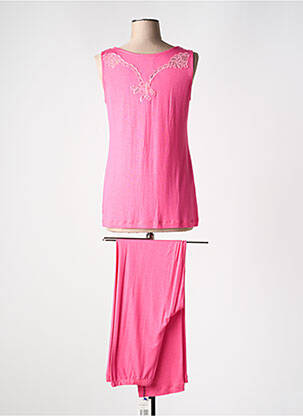 Pyjama coupe droite rose COTTON CLUB femme