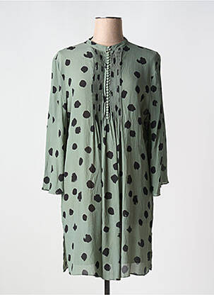 Robe courte coupe fluide manches 3/4 vert MARYAN MEHLHORN femme